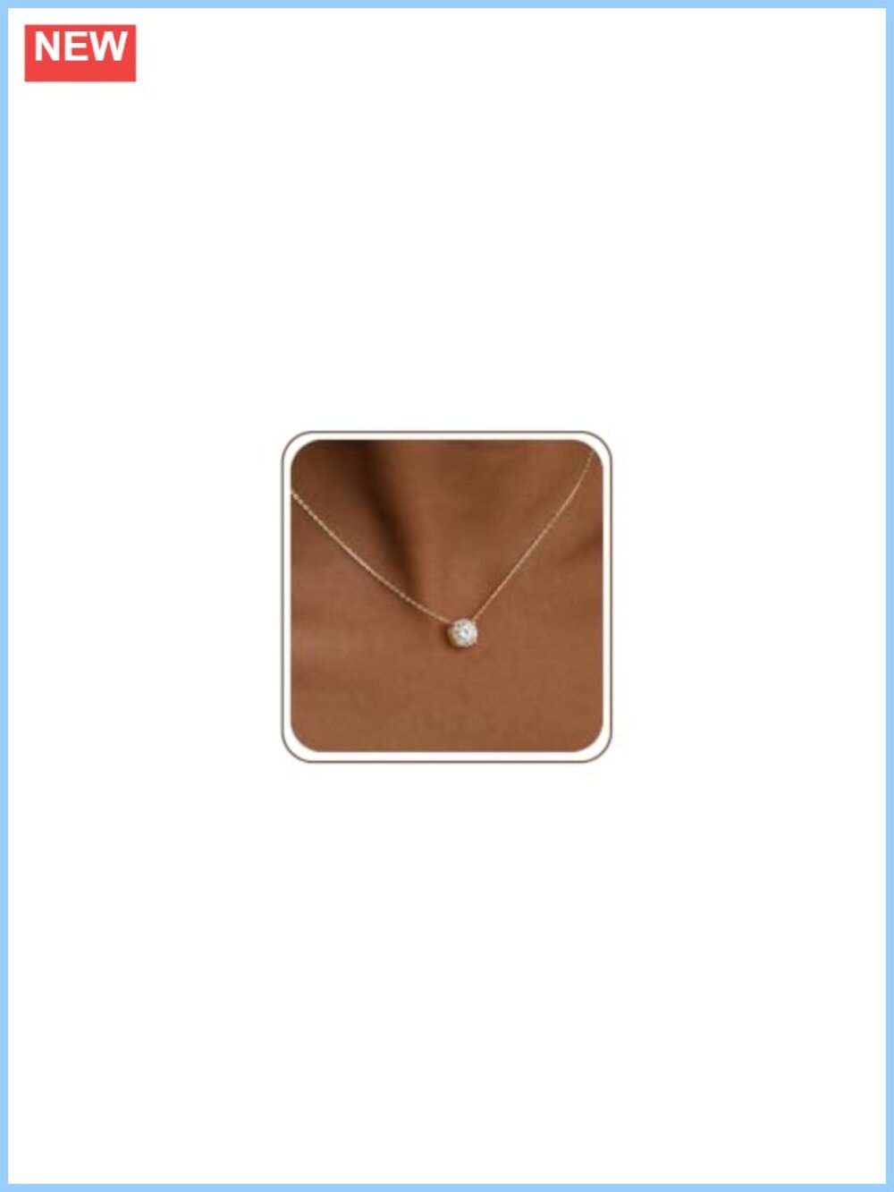 14K Gold Plated Solitaire Cubic Zirconia Necklace